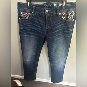 Miss Me Women's Blue Jeans with Embroidered Pockets